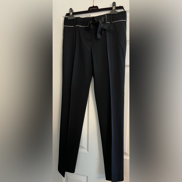 Prada virgin wool pants with embroidered waist detail